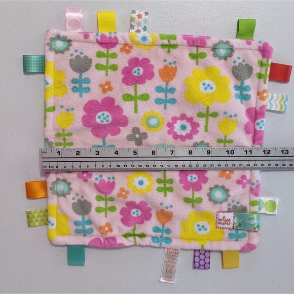 Bright Starts Taggies Security Blanket Baby Lovey Pink Flowers Floral Purple Tag - Picture 6 of 6